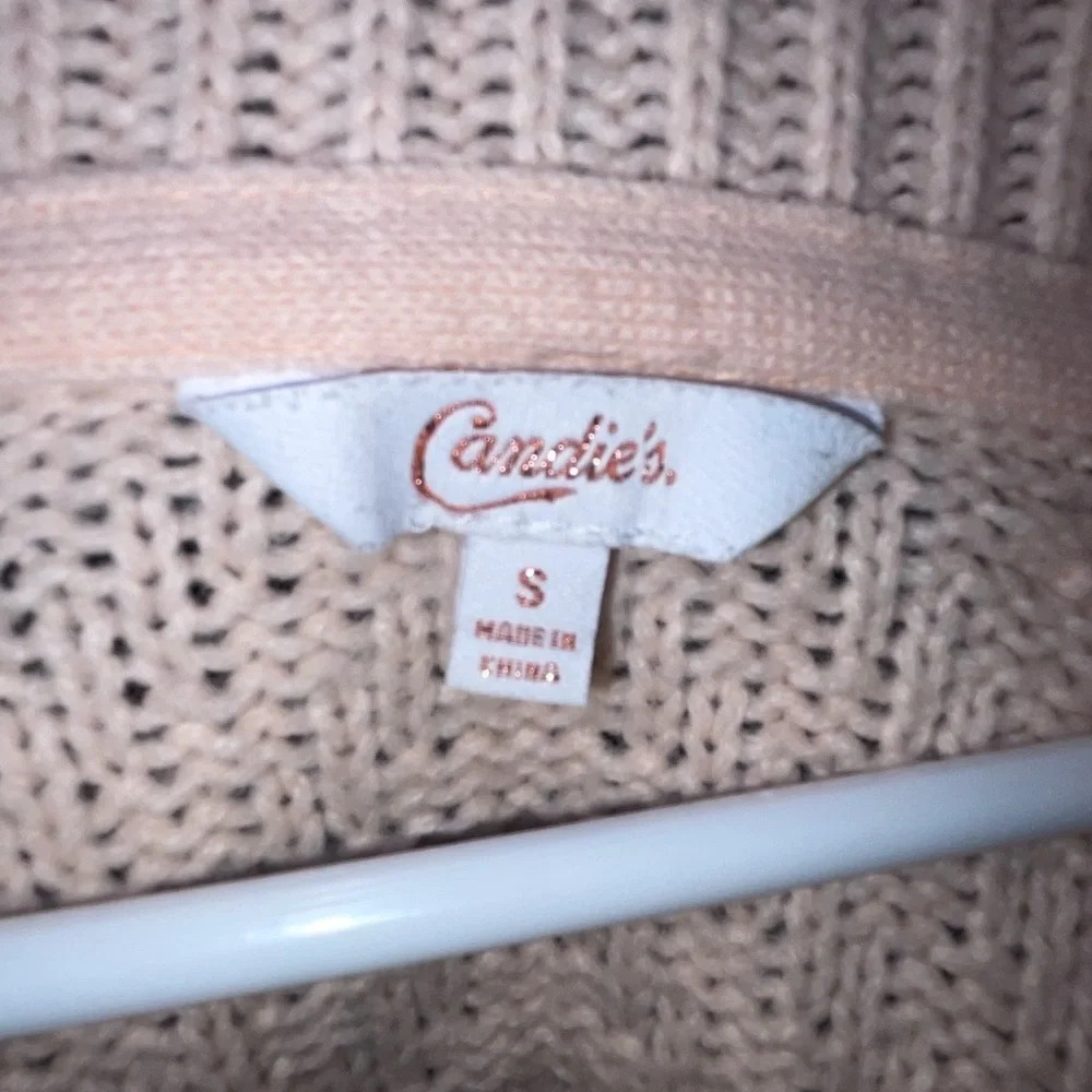 Candies Long Sleeve Open Front Knit Cardigan Blush Pink Women’s Size Small - Picture 3 of 5
